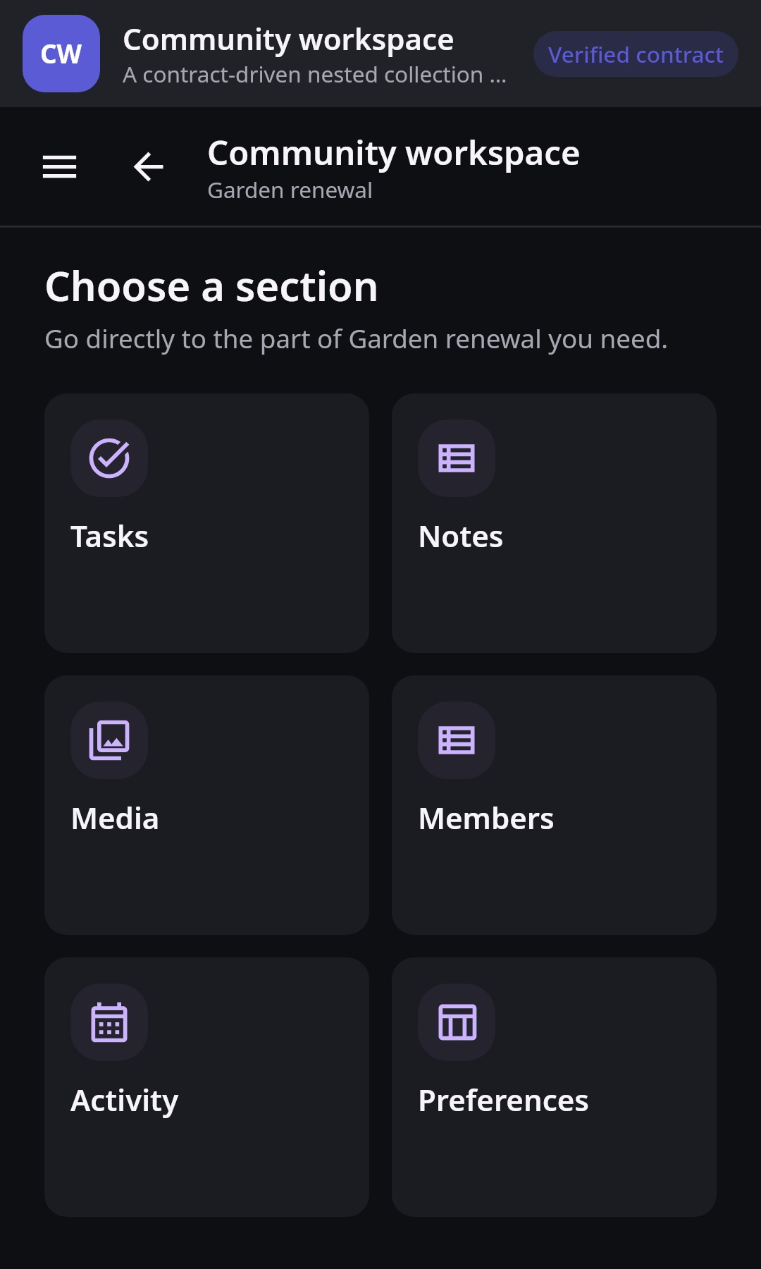 Dynamic apps Context workspace menu: Synthetic visual QA