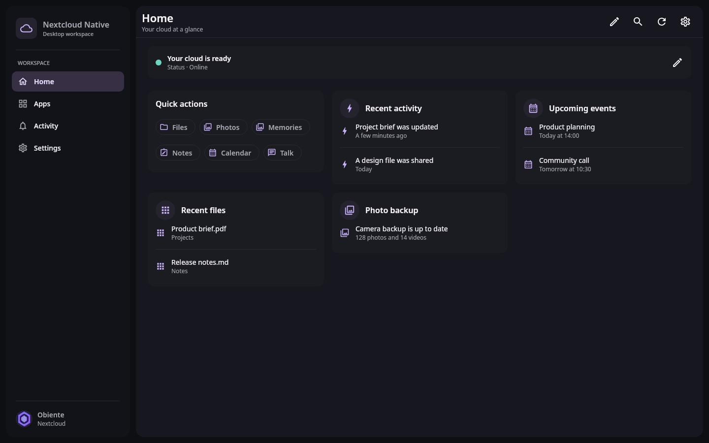 Homepage Complete account overview: Ready