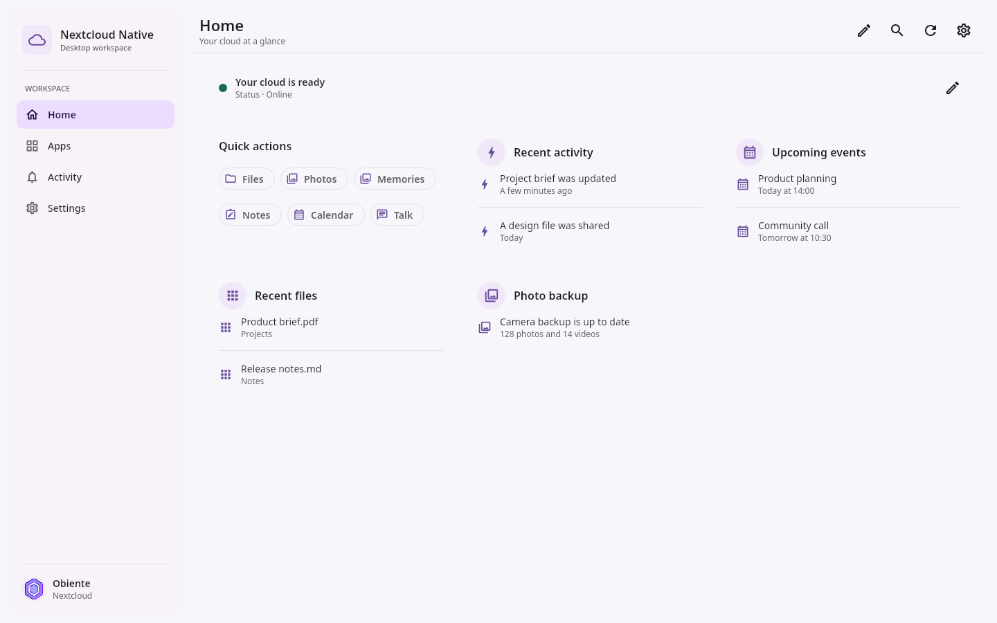 Homepage Complete account overview: Ready