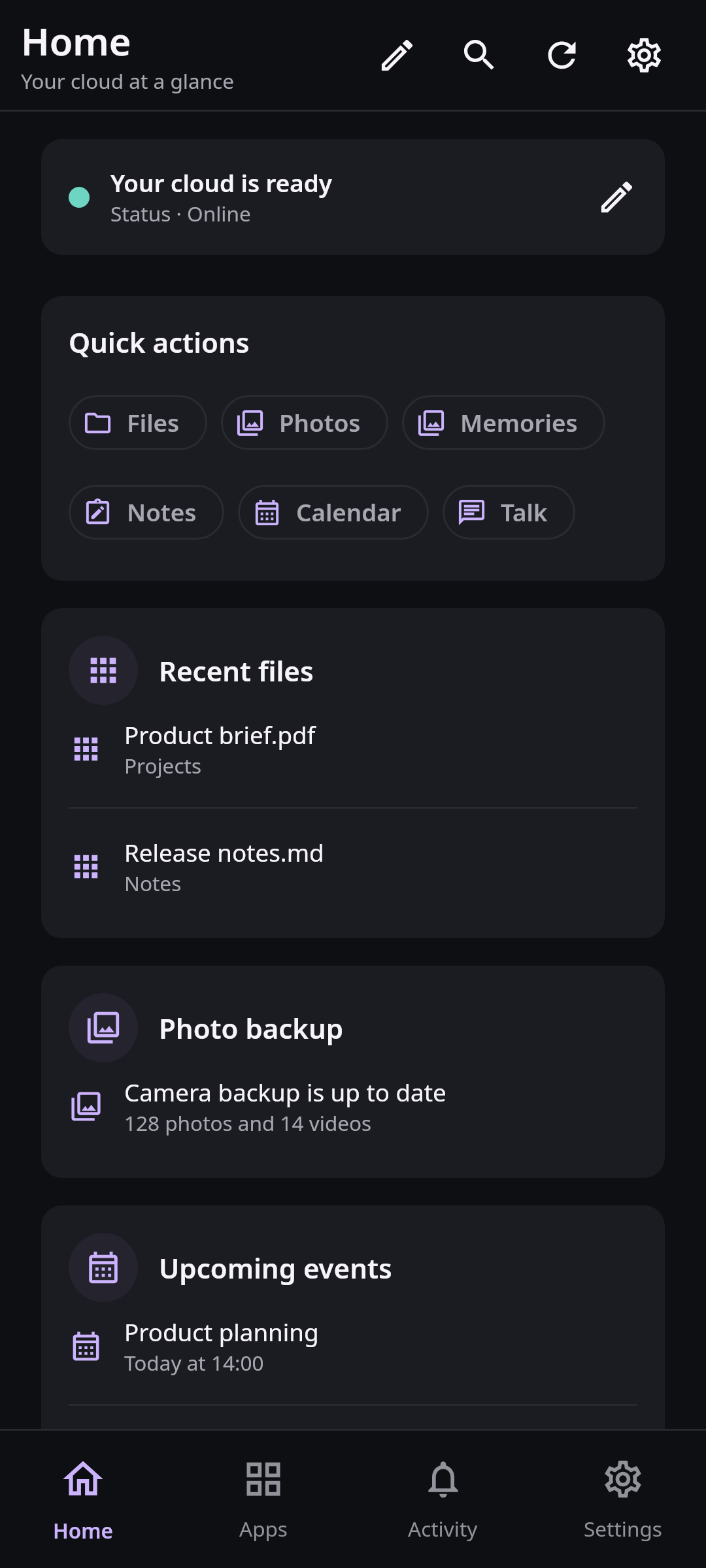 Homepage Complete account overview: Ready