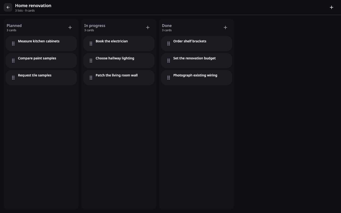 Homepage Planning workspace: Board ready