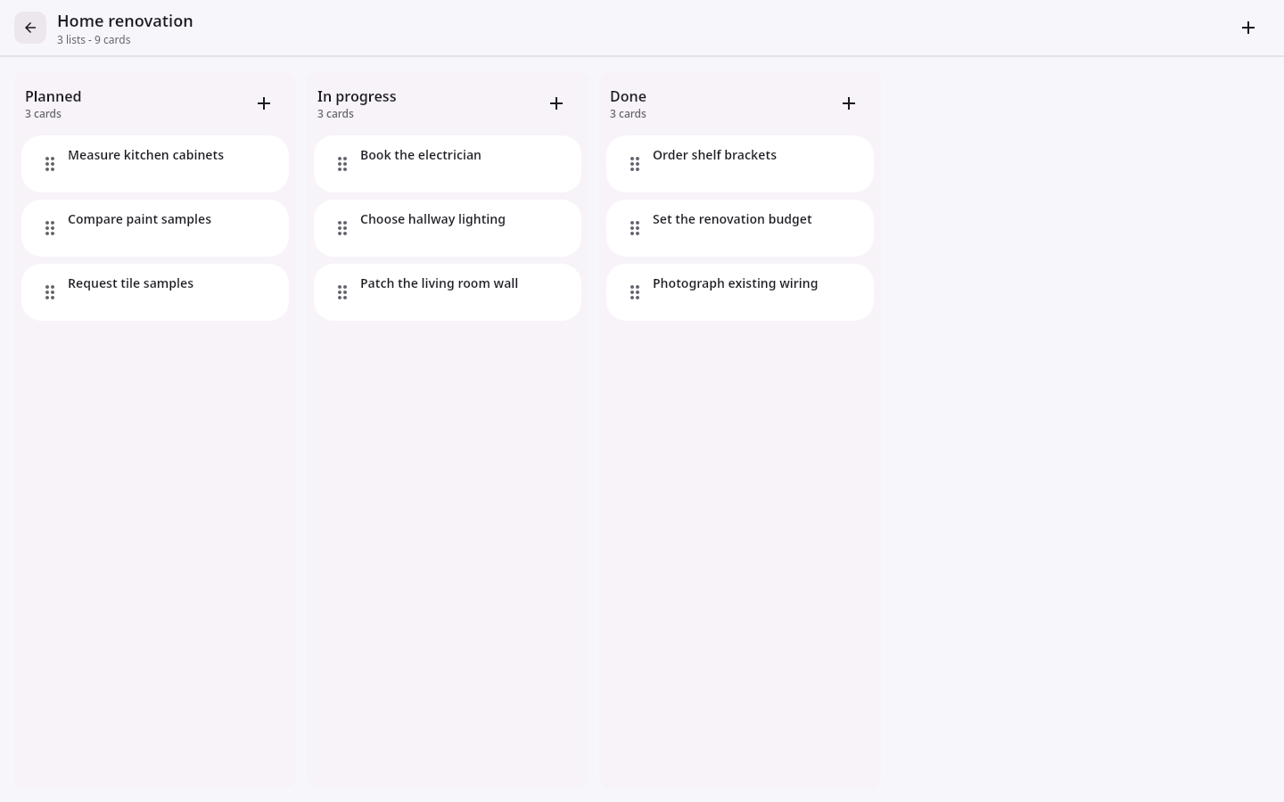 Homepage Planning workspace: Board ready